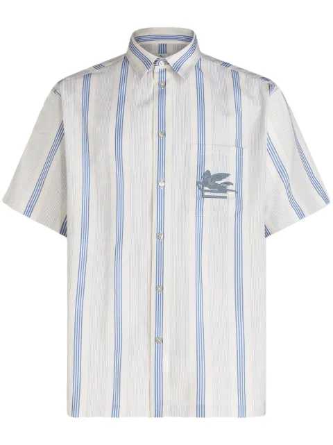 ETRO Pegaso logo-embroidered cotton shirt White 1K94B3104