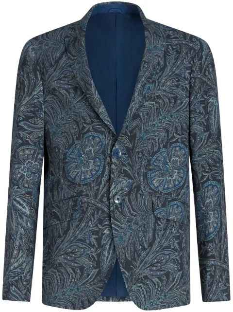 ETRO single-breasted floral-print jacket Blue 118075485