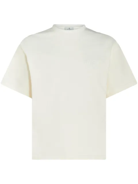 ETRO logo-embroidered cotton T-shirt Neutrals 1Y5349671