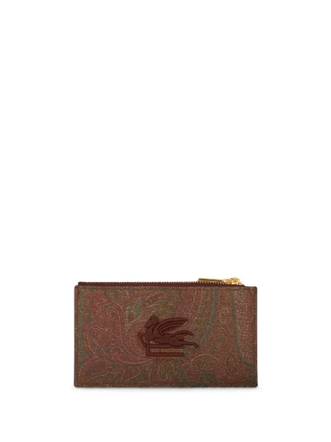 ETRO logo-embroidered jacquard leather wallet Brown 1I4517863