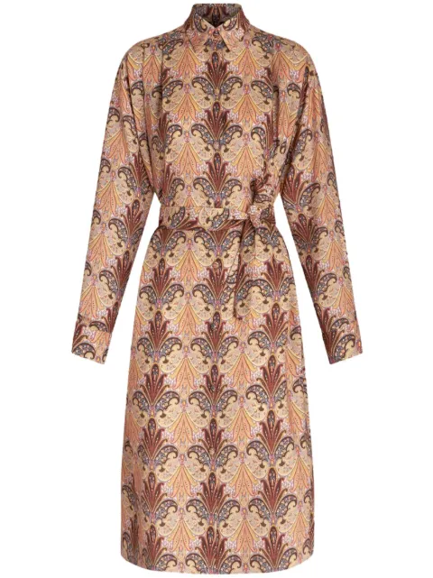 ETRO paisley-print belted midi shirtdress Neutrals 116295040