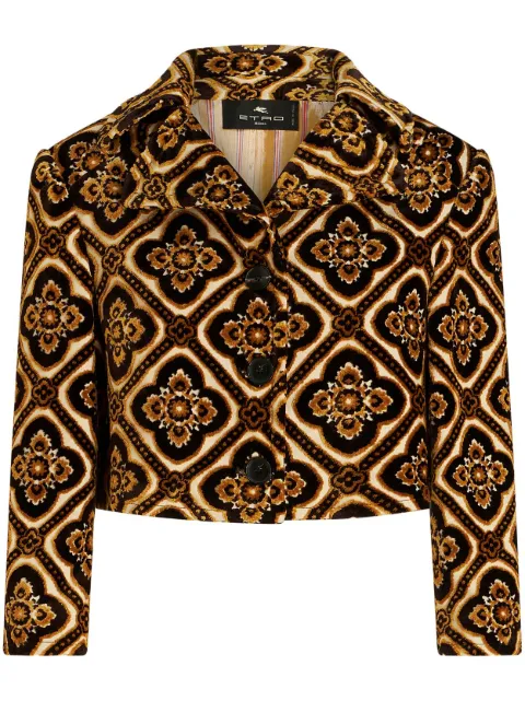ETRO geometric-print cropped jacket Brown 115010563