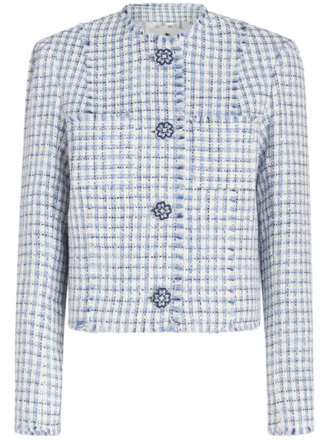 ETRO round-neck tweed jacket Blue 191370512
