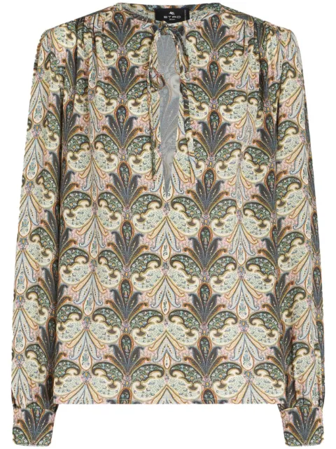 ETRO paisley-print front-tie blouse Neutrals 117865065