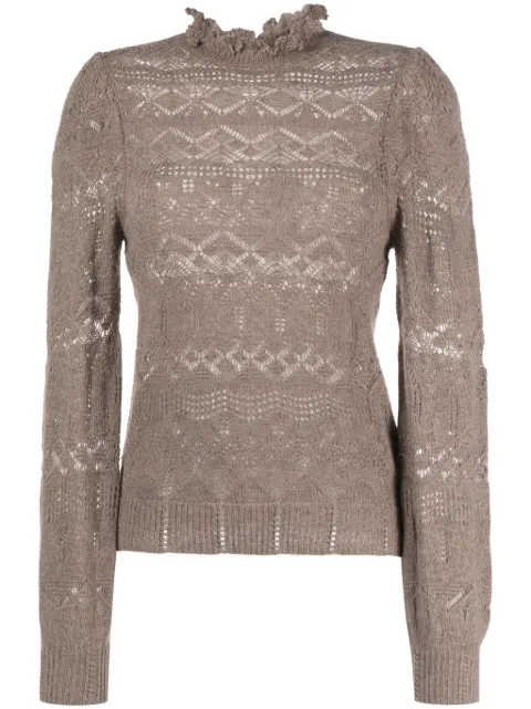 Polo Ralph Lauren pointelle-knit long-sleeved jumper Brown 211916193001