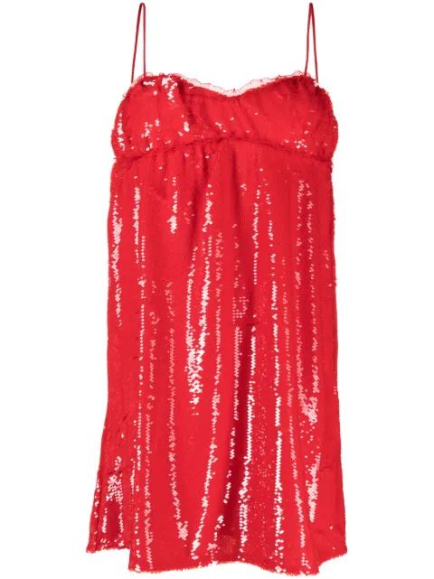 GANNI sequinned sleeveless minidress Red F8541