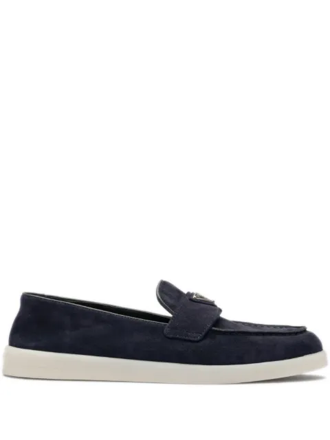 Prada triangle-logo suede loafers Blue 1D222NF025103