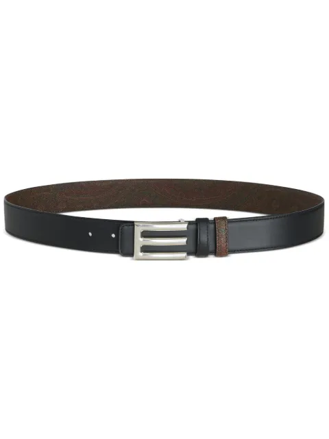 ETRO logo-buckle reversible leather belt Black 1P0568501