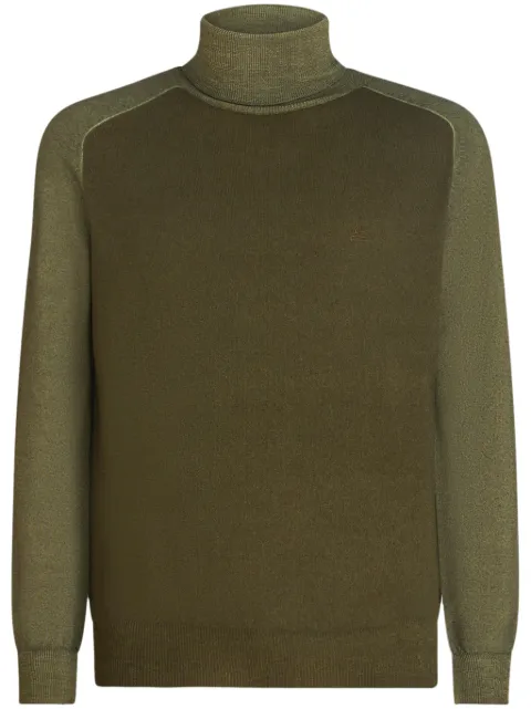 ETRO Pegaso-embroidered roll-neck jumper Green 1N9349294