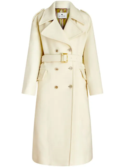 ETRO belted-waist double-breasted coat Neutrals 114077203
