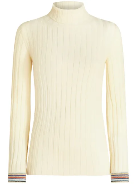 ETRO ribbed-knit striped-edge jumper White 115499242