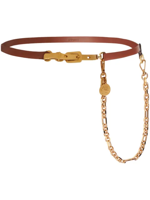 ETRO Pegaso-medallion chain leather belt Brown 1P0189026