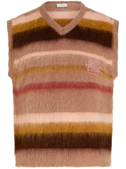 ETRO logo-embroidered mohair-blend sleeveless jumper Neutrals 1N9609678