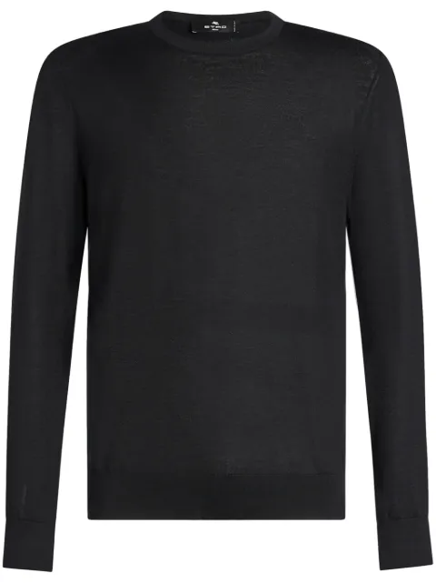 ETRO logo-embroidered crew-neck jumper Black 1N9379652