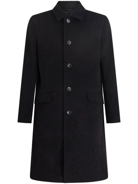 ETRO textured-finish button-down coat Black 1C5020093