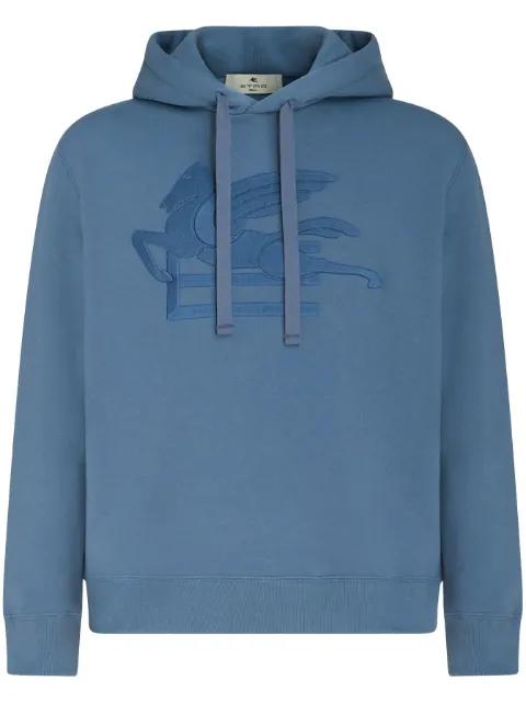 ETRO logo-embroidered cotton hoodie Blue 1Y5269291