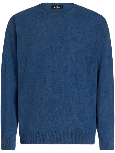 ETRO logo-embroidered wool jumper Blue 1N9659607