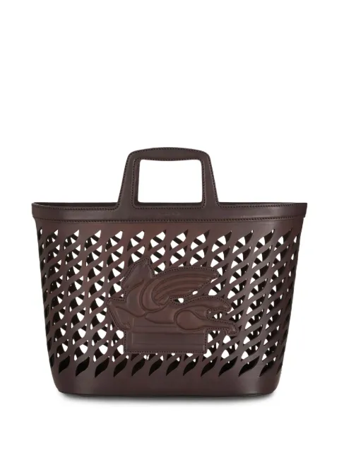 ETRO Pegaso-motif laser-cut tote Brown 1P0532211