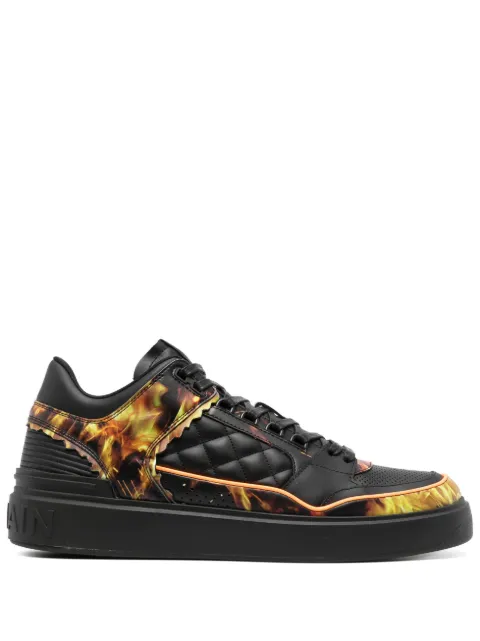 Balmain B-Court flame-print leather sneakers Black AM0VI304THLF