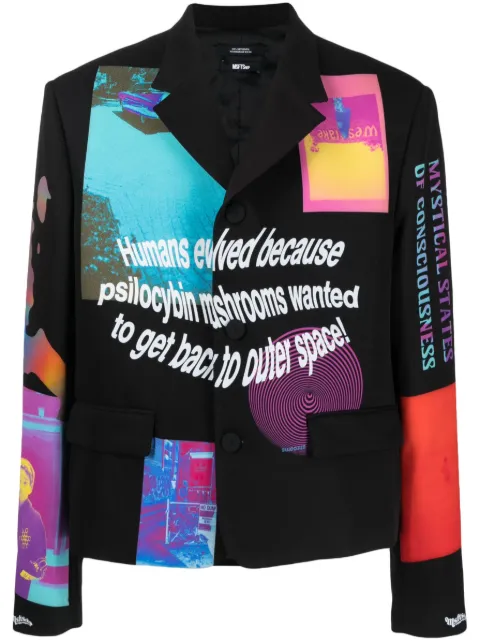MSFTSrep graphic-print denim jacket Black 34MSFUG06S2236410