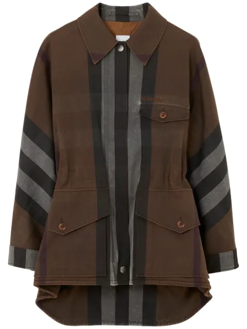 Burberry check-print long-sleeved parka Brown 8068284