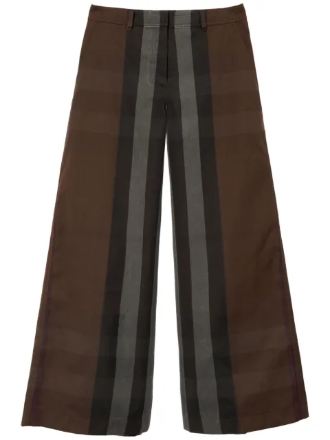 Burberry check-pattern wide-leg trousers Brown 8068347