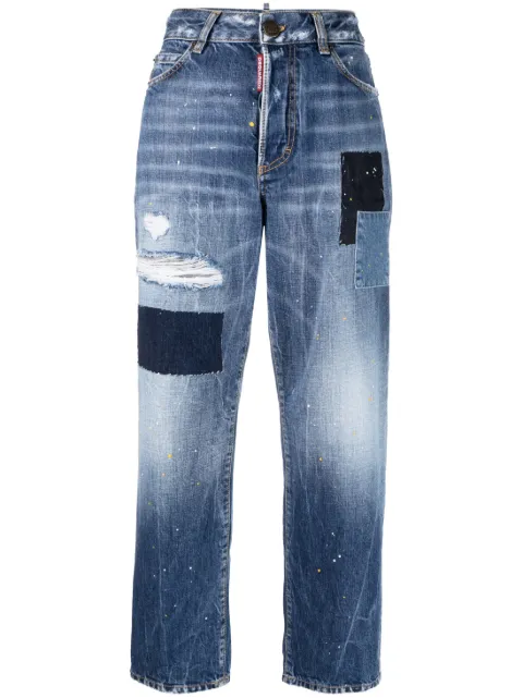 DSQUARED2 paint-splatter straight-leg jeans Blue S75LB0804S30309