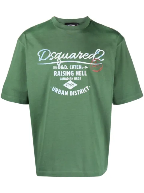DSQUARED2 logo-print cotton T-shirt Green S74GD1196S22427