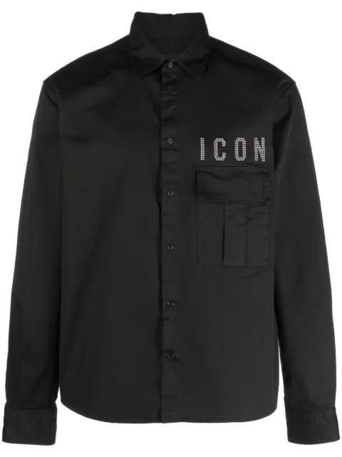DSQUARED2 slogan-embellished long-sleeve shirt Black S79DL0034S35175