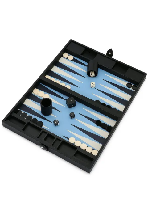Smythson Panama leather backgammon case Black 1028568