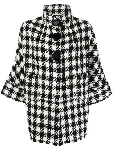 Charlott check-pattern crop-sleeve jacket Black 745300