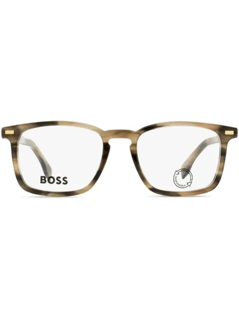 BOSS marbled rectangle-frame glasses Grey B1368