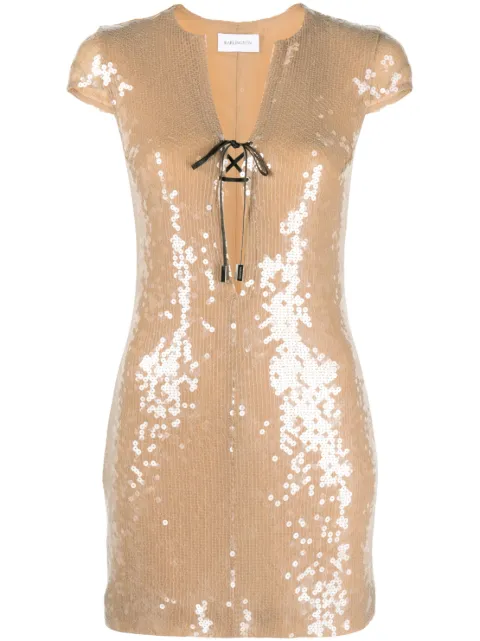 16Arlington sequin-embellished short-sleeve minidress Neutrals D342PW23
