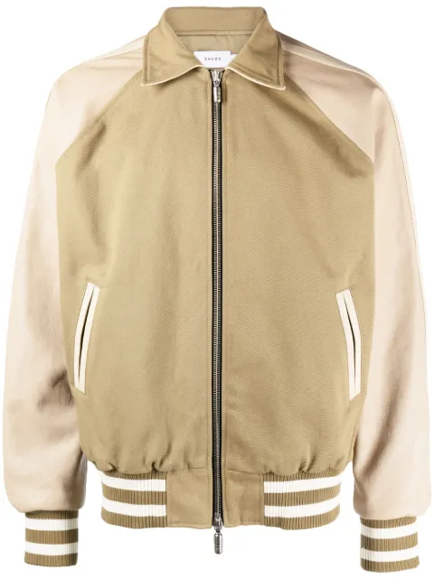 RHUDE logo-patch cotton varsity jacket Brown JA77012269