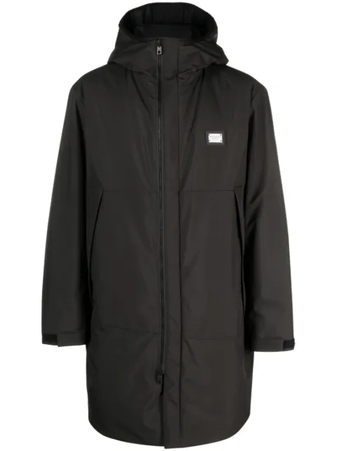 Dolce & Gabbana logo-plaque hooded coat Black G9YF7TGG722