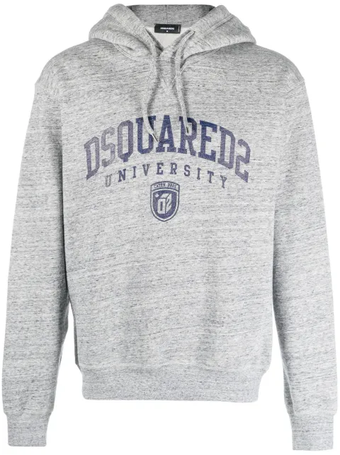 DSQUARED2 logo-print mélange-effect hoodie Grey S74GU0744S25477