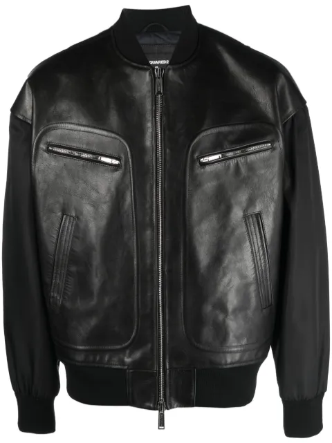 DSQUARED2 logo-patch panelled bomber jacket Black S74AM1390SX9749