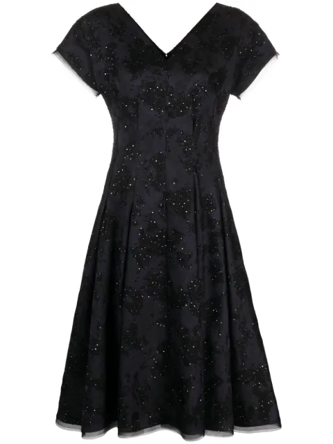 Talbot Runhof patterned-jacquard sequin midi dress Blue OS013110KG10