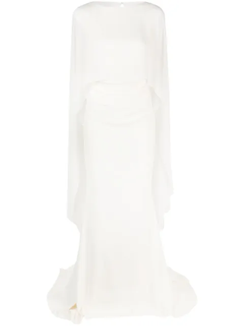 Talbot Runhof mermaid cape gown White OL008602BUT34