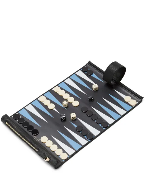 Smythson Panama leather backgammon roll Black 1200955