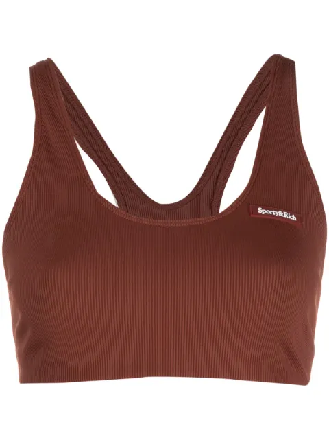 Sporty & Rich logo-print sports bra Brown BR841MO