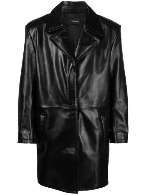 Manokhi single-breasted leather coat Black MANO495