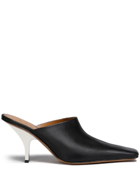 Marni square-toe heeled leather mules Black SBMS007908P4545