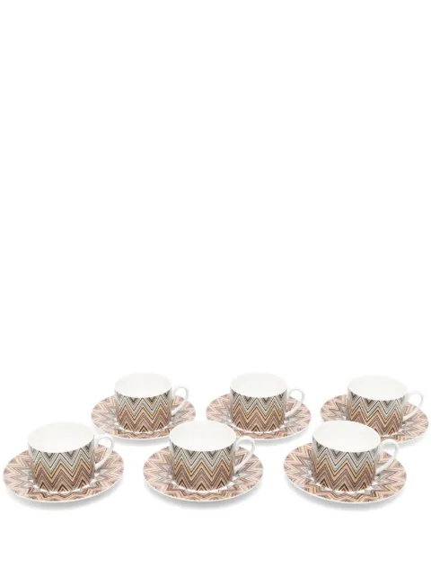 Missoni Home set of six zigzag-print tea cup set White 1J4OG99060