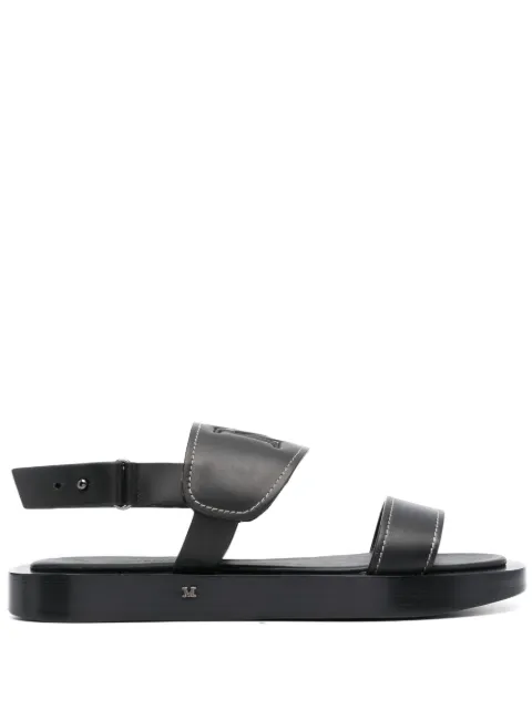 Max Mara debossed-logo leather sandals Black 2345213131600336