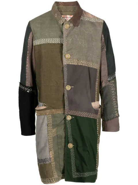 By Walid Cedric cotton single-breasted coat Brown 170873M