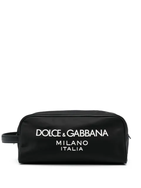 Dolce & Gabbana logo-lettering wash bag Black BT0989AG182