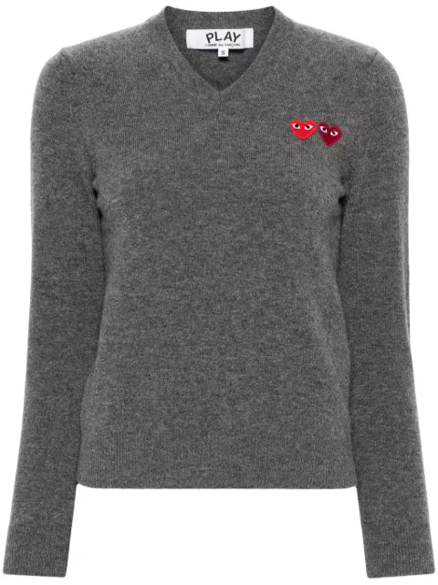 Comme Des Garçons Play double heart wool jumper Grey P1N055
