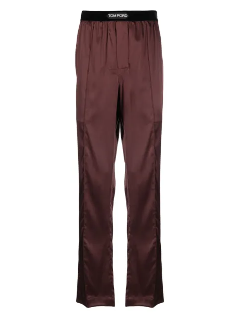 TOM FORD logo-waistband silk pajama bottoms Brown T4H201010