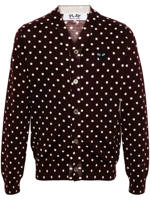 Comme Des Garçons Play polka-dot wool cardigan Red P1N038